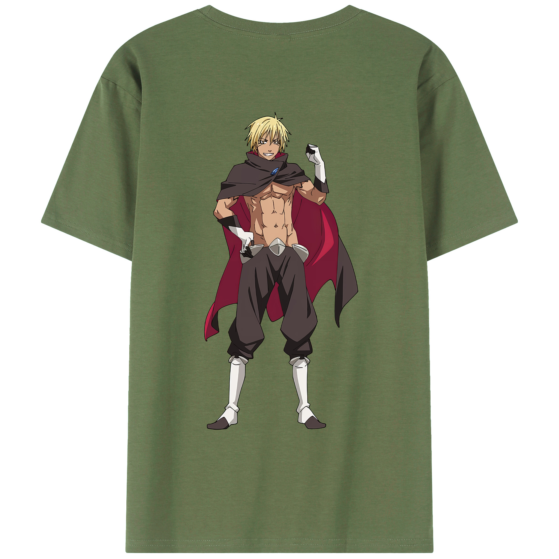 （画像用） 転スラ Regarding Reincarnated to Slime 綿100％ メンズ半袖Tシャツ（バックプリント） 通気性